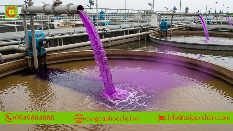 Thuốc tím Kali pemanganat giúp oxy hóa sắt, mangan và khử mùi nước hiệu quả