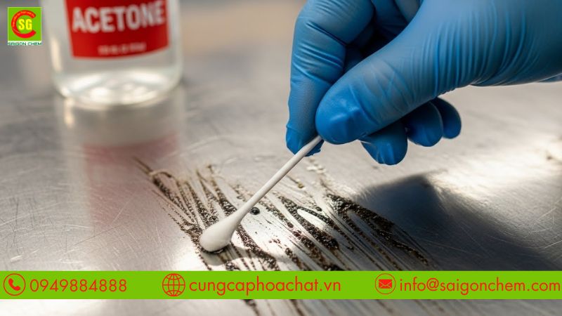 Acetone trong c&ocirc;ng nghiệp l&agrave;m sạch bề mặt vật liệu