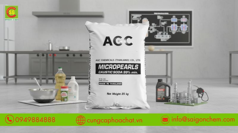 Sodium Hydroxide ứng dụng trong thực phẩm, dầu kh&iacute; v&agrave; tẩy rửa