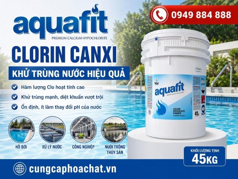 Chlorine Aquafit gi&uacute;p diệt khuẩn, khử tr&ugrave;ng v&agrave; giữ nước hồ bơi lu&ocirc;n sạch trong