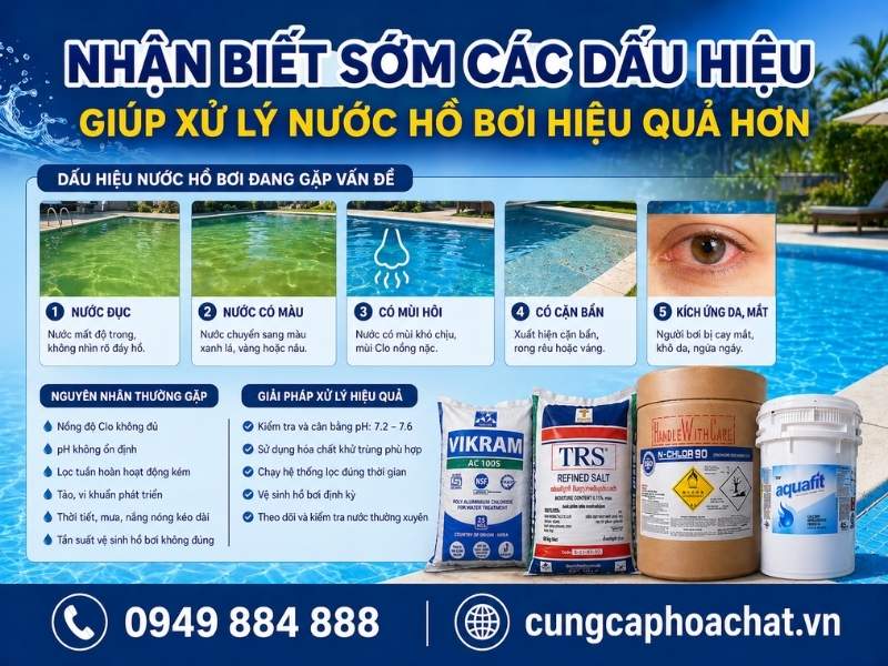Nhận biết sớm c&aacute;c dấu hiệu gi&uacute;p xử l&yacute; nước hồ bơi hiệu quả hơn