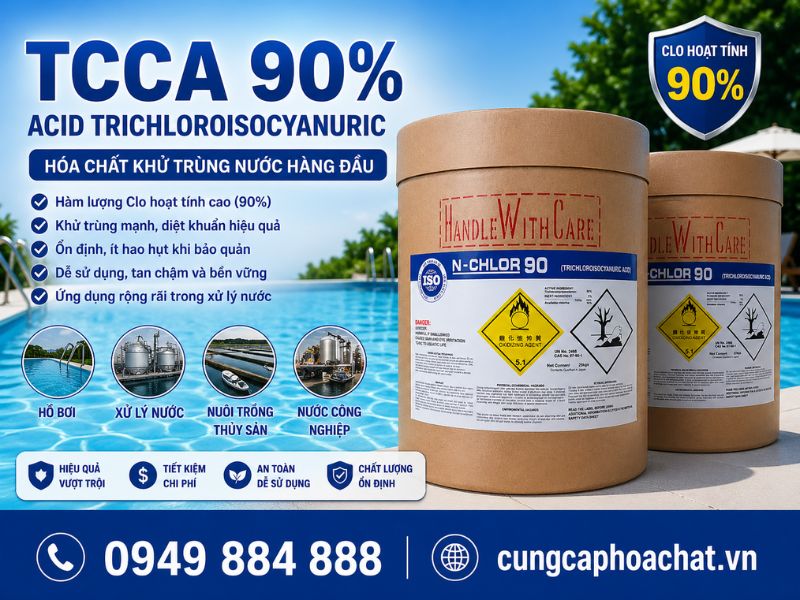 TCCA gi&uacute;p khử khuẩn mạnh, ti&ecirc;u diệt vi khuẩn v&agrave; duy tr&igrave; nước sạch l&acirc;u d&agrave;i