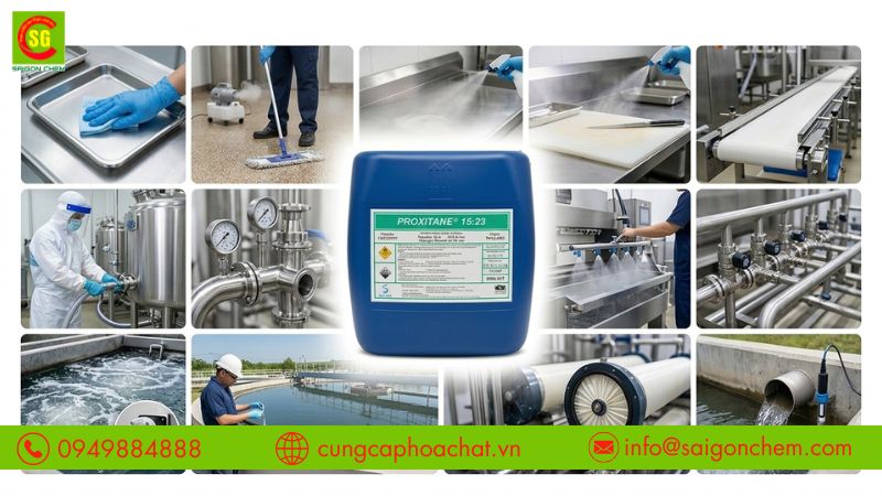 Ứng dụng chất diệt khuẩn Proxitane 15:23 trong xử l&yacute; nước v&agrave; khử tr&ugrave;ng