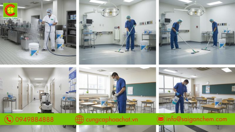 Clorin 70% khử khuẩn bề mặt v&agrave; thiết bị sản xuất