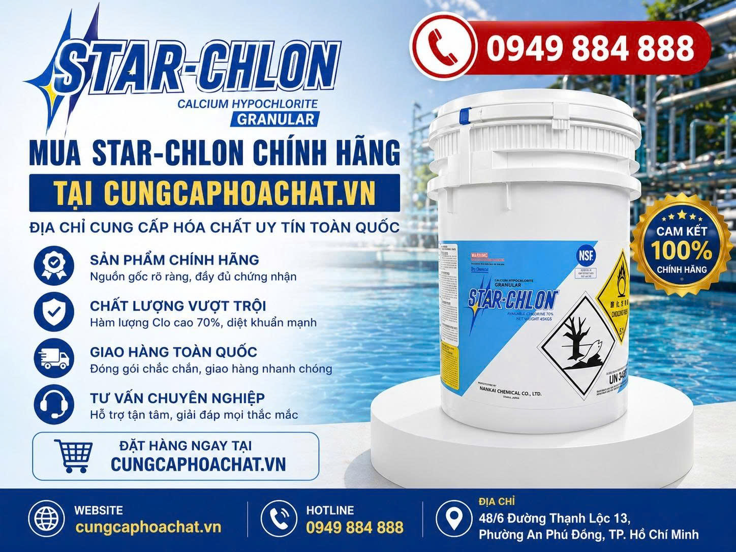 S&agrave;i G&ograve;n Chem cung cấp chlorine Nhật chất lượng tại TPHCM
