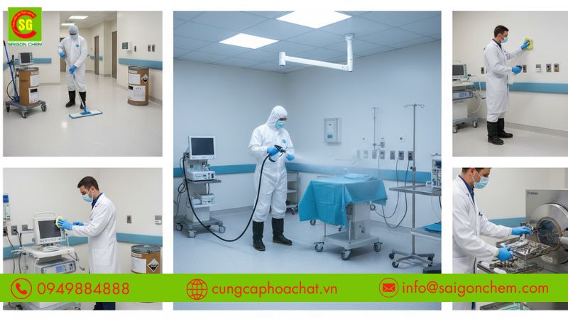 Cloramin B khử tr&ugrave;ng bệnh viện v&agrave; dụng cụ y tế