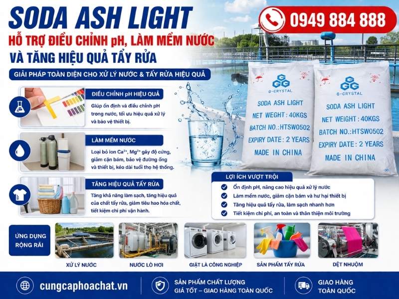 Hỗ trợ điều chỉnh pH, l&agrave;m mềm nước v&agrave; tăng hiệu quả tẩy rửa