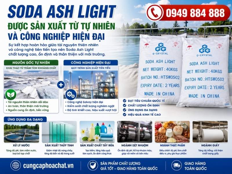 Soda Ash Light được sản xuất từ tự nhi&ecirc;n v&agrave; c&ocirc;ng nghiệp hiện đại