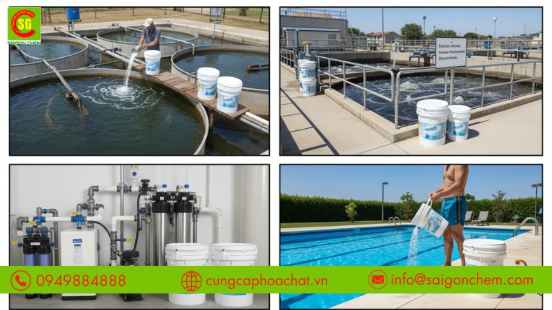 Chlorine Ấn Độ xử l&yacute; nước sinh hoạt hồ bơi v&agrave; ao nu&ocirc;i