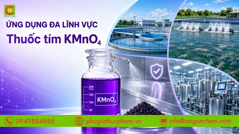 Thuốc tím KMnO4 được ứng dụng trong nhiều lĩnh vực.