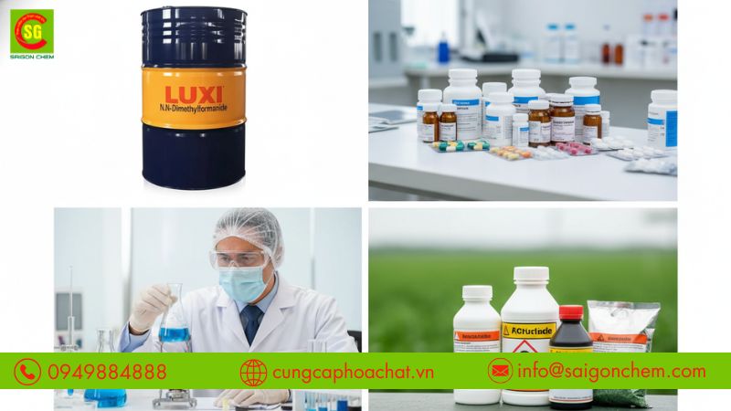 DMF l&agrave; dung m&ocirc;i trong tổng hợp dược phẩm h&oacute;a chất